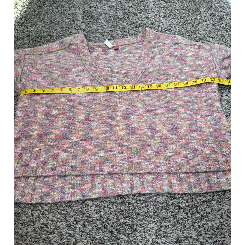 Anthropologie Pilcro Pink Rainbow Cropped Sweater Womens Sz S Oversized Boxy - Picture 8 of 9
